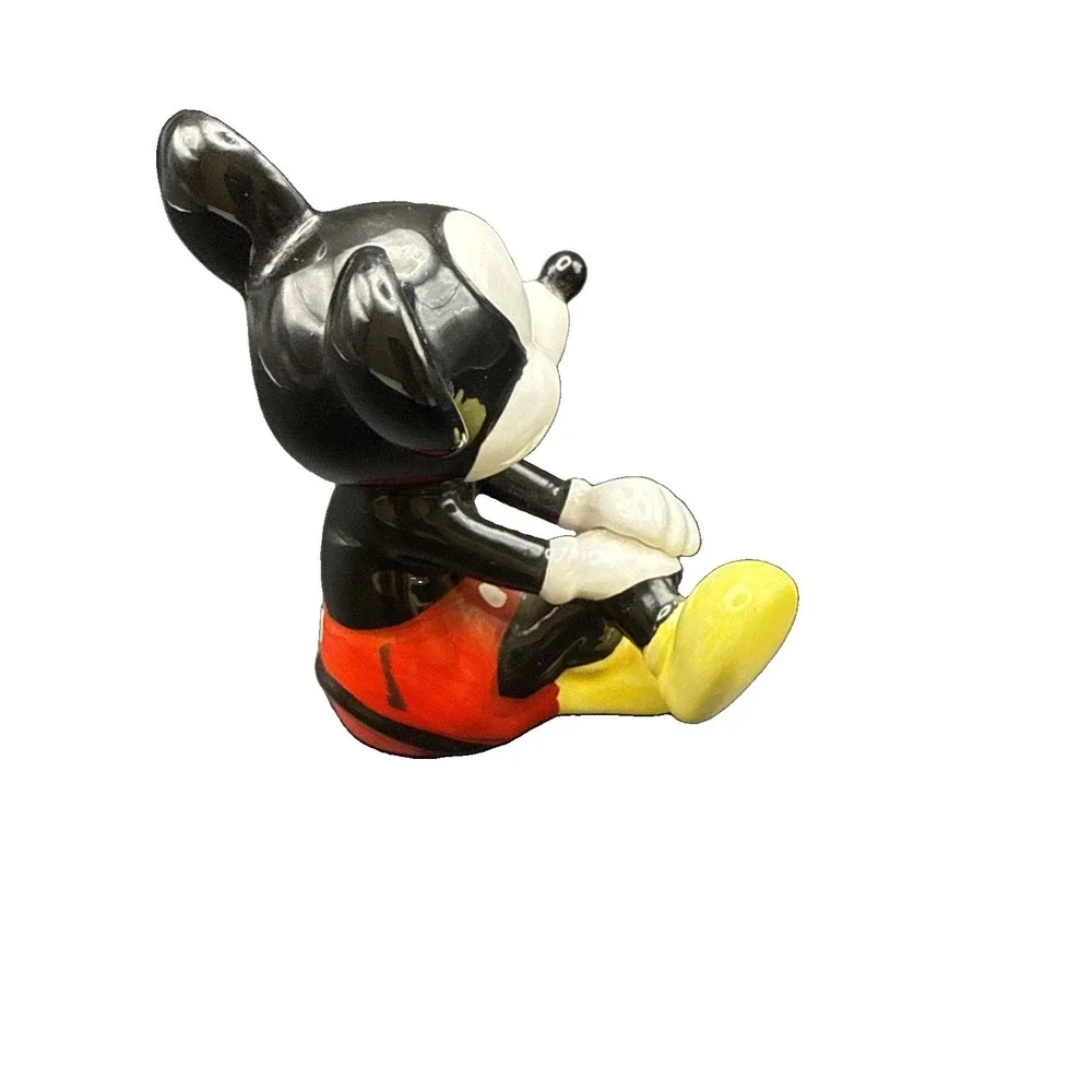 Vintage Ceramic Mickey Mouse Figurine Holding Knee Japan Disney Pie Eye Rare 3.5